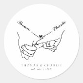 Einfache MinimalWedding Runder Aufkleber (Vorderseite)