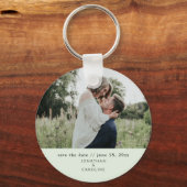 Einfache MinimalWedding Save the Date Foto Green Schlüsselanhänger (Vorderseite)