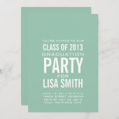EINFACHE MINT GRÜNE KLASSE VON 2013 PARTY EINLADUN EINLADUNG (Vorne/Hinten)