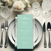 Einfache Mint White Script Elegant Calligraphy Gre Menükarte
