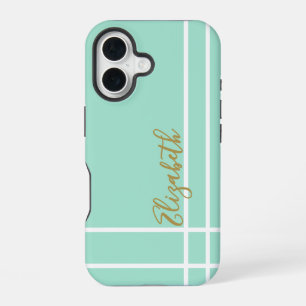 Einfache mintgrüne minimalistische Damen mit indiv iPhone 16 Hülle