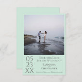 Einfache Minze Grün Modernes Minimalistisches Foto Save The Date (Vorne/Hinten)