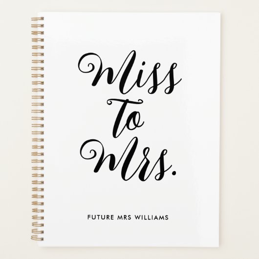 Einfache Miss an Frau Modern Wedding Planner Noteb Planer (Vorderseite)