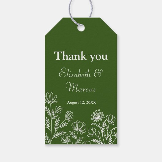 Einfache, mit Blumengrün versehene Geschenketikett Geschenkanhänger (Vorderseite)