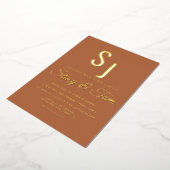 Einfache Mit Monogramm Ampersand Terracotta Presen Folieneinladung (Gedreht)