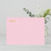 Einfache Mit Monogramm, hellrosa Notizkartenfolie Folieneinladung (Stehend vorne)