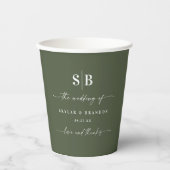 Einfache Mit Monogramm Hochzeit in Solid Color Dun Pappbecher (Vorderseite)
