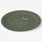 Einfache Mit Monogramm Hochzeit in Solid Color Dun Pappteller (Schrägansicht)