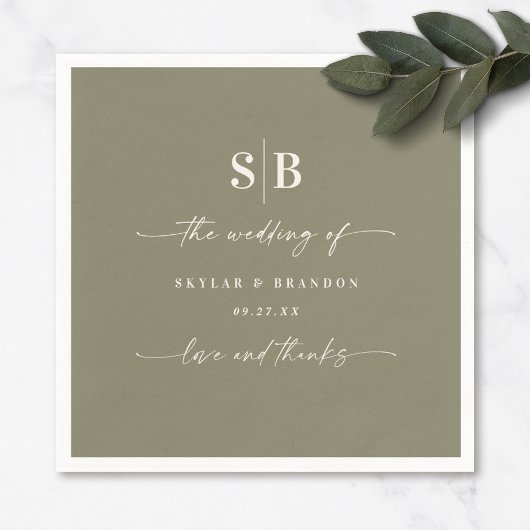 Einfache Mit Monogramm Hochzeit in Vollfarben Serviette