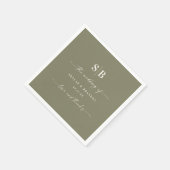 Einfache Mit Monogramm Hochzeit in Vollfarben Serviette (Ecke)