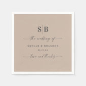 Einfache Mit Monogramm Hochzeit mit festem Farbtup Serviette (Vorderseite)