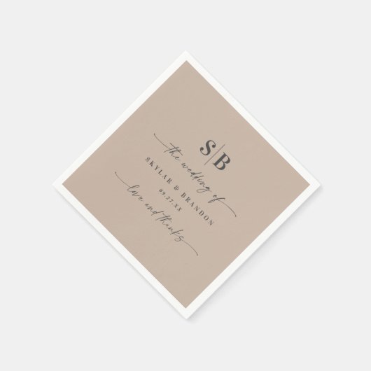 Einfache Mit Monogramm Hochzeit mit festem Farbtup Serviette (Ecke)