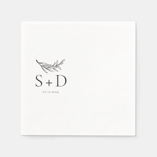 Einfache Mit Monogramm Hochzeit Napkins Serviette (Vorderseite)