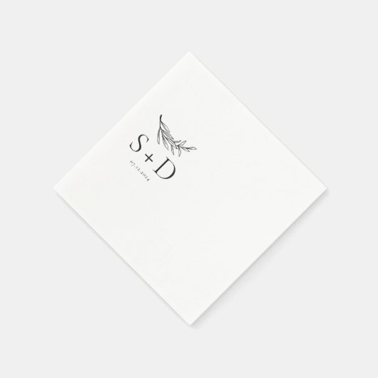 Einfache Mit Monogramm Hochzeit Napkins Serviette (Ecke)