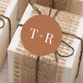 Einfache Mit Monogramm Hochzeit Runder Aufkleber