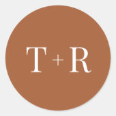 Einfache Mit Monogramm Hochzeit Runder Aufkleber (Vorderseite)