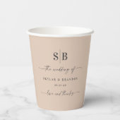 Einfache Mit Monogramm Hochzeit von Champagner mit Pappbecher (Rückseite)