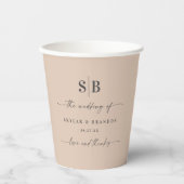 Einfache Mit Monogramm Hochzeit von Champagner mit Pappbecher (Vorderseite)