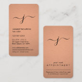 Einfache Mit Monogramm Imitate Kupferfolie vertika Terminkarte (Vorne/Hinten)