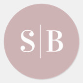 Einfache Mit Monogramm Mauve Pink-Hochzeit Runder Aufkleber (Vorderseite)