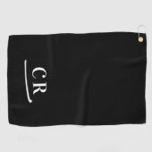 Einfache Mit Monogramm Moderne Schwarz & Weiß Golfhandtuch (Horizontal)