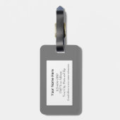 Einfache Mit Monogramm Moderne Stilvolle Gray Trav Gepäckanhänger (Rückseite vertikal)