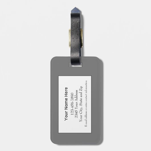 Einfache Mit Monogramm Moderne Stilvolle Gray Trav Gepäckanhänger (Rückseite vertikal)