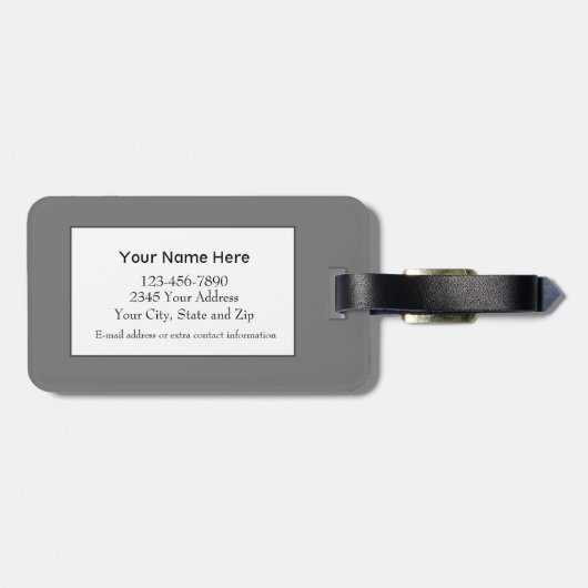 Einfache Mit Monogramm Moderne Stilvolle Gray Trav Gepäckanhänger (Rückseite horizontal)