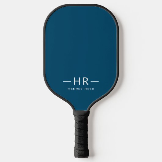 Einfache Mit Monogramm Navy-Initialen Pickleball Schläger (Vorderseite)