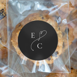 Einfache Mit Monogramm Paare - Erstklassigkeit Runder Aufkleber
