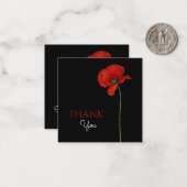 Einfache Mit Monogramm Rote Mohnblume auf Schwarz  Mitteilungskarte (Vorderseite/Rückseite Beispiel)