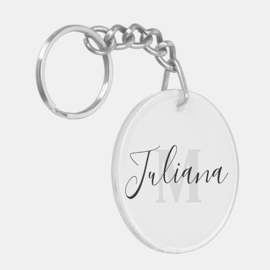 Einfache Mit Monogramm Schlüsselanhänger mit graue (Vorderseite links)