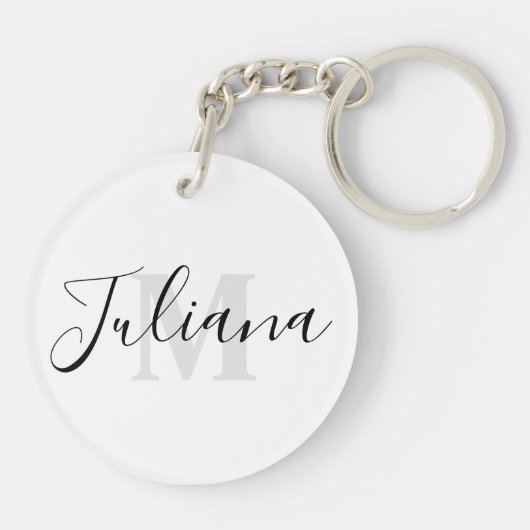 Einfache Mit Monogramm Schlüsselanhänger mit graue (Rückseite)
