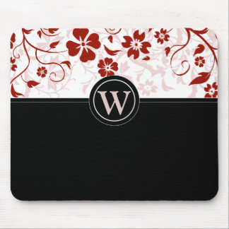 Einfache Mit Monogramm Schwarz-Rot-Mousepad Mousepad
