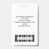 Einfache Mitarbeiter-Logo-Foto-ID-Barcode Ausweis (Rückseite)