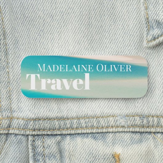 Einfache Mitarbeiter White Blue Reise Namensschild