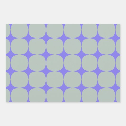 Einfache Mitte des Jahrhunderts Modernes Lila blau Geschenkpapier Set (Vorderseite 3)