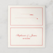 Einfache Mittelrote Rahmen Escort Cards Elfenbeink Platzkarte (Außenseite Aufgefaltet)