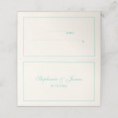 Einfache mitteltürkisfarbene Rahmen-Escort-Karten  Platzkarte (Außenseite Aufgefaltet)