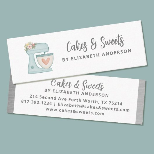 Einfache Mixer Floral Cake Bakery Business Card Mini Visitenkarte