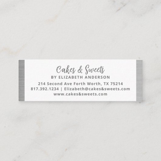 Einfache Mixer Floral Cake Bakery Business Card Mini Visitenkarte (Rückseite)