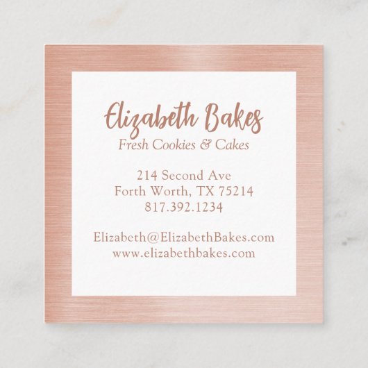 Einfache Mixer Floral Cake Bakery Business Card Quadratische Visitenkarte (Rückseite)