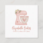 Einfache Mixer Floral Cake Bakery Business Card Quadratische Visitenkarte (Vorderseite)