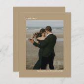 Einfache Mocha Tan BUDGET Hochzeit Foto Einladung (Vorne/Hinten)