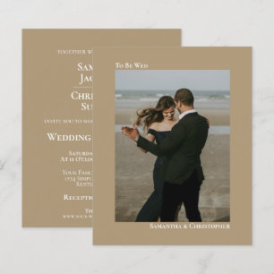 Einfache Mocha Tan BUDGET Hochzeit Foto Einladung