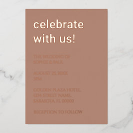 Einfache Mocha Wedding Rose Gold Foil Einladung