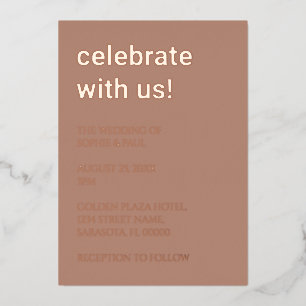 Einfache Mocha Wedding Rose Gold Foil Einladung