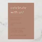 Einfache Mocha Wedding Rose Gold Foil Einladung (Vorderseite)