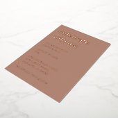 Einfache Mocha Wedding Rose Gold Foil Einladung (Gedreht)