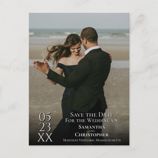 Einfache Mod-Foto-Overlay-Hochzeit speichern Sie d Postkarte (Vorderseite)